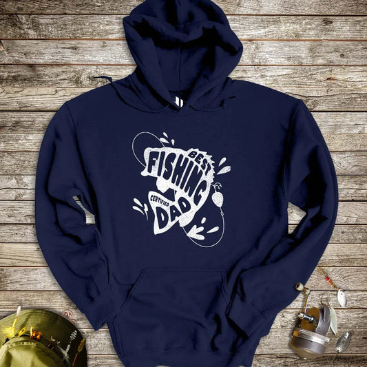 Certified Best Fishing Dad Hoodie Navy Hoodie