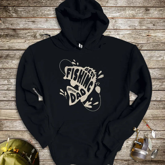Certified Best Fishing Dad Hoodie Black Hoodie