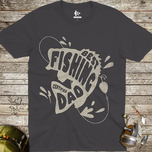 Certified Best Fishing Dad Tee Charcoal T-Shirt