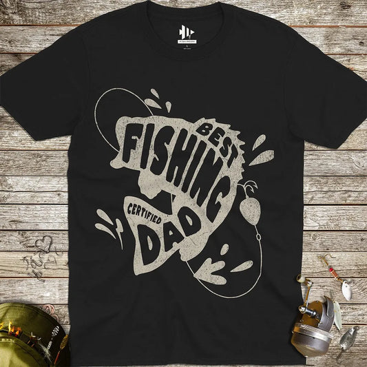 Certified Best Fishing Dad Tee Black T-Shirt