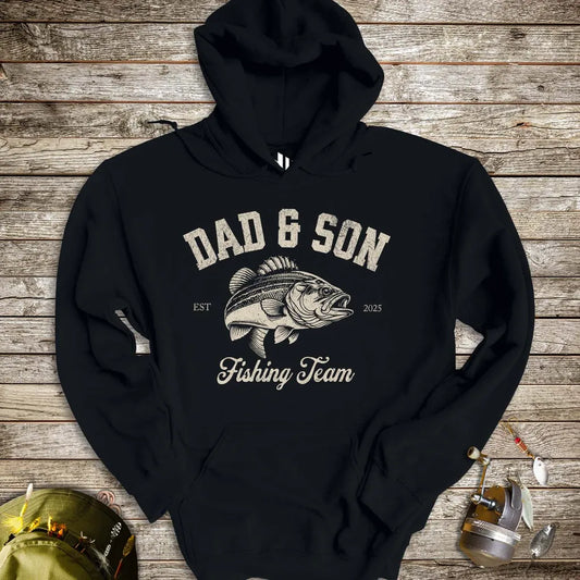 Dad & Son Fishing Team Hoodie Black Hoodie