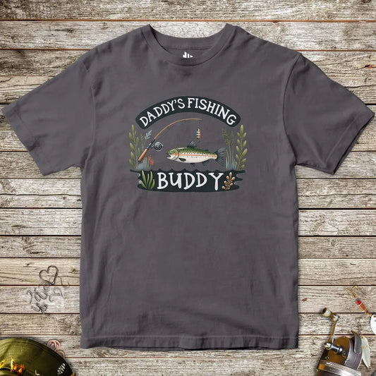 Daddy's Fishing Buddy Tee for Kids Charcoal Kids T-Shirt