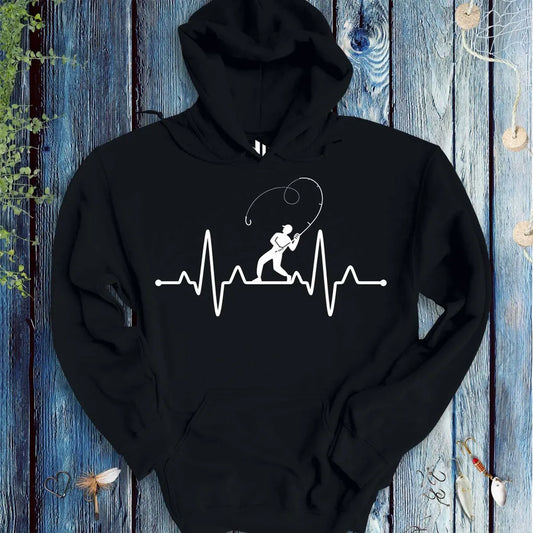 Fisherman's Heart Line Hoodie Black Hoodie
