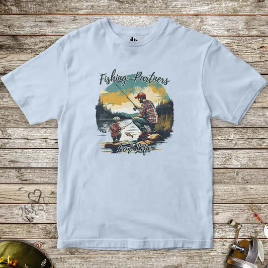 Fishing Partners for Life Tee for Kids Light Blue Kids T-Shirt