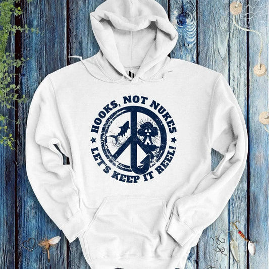 Hooks, Not Nukes – Let’s Keep It Reel! Hoodie - FISH - ROOM LLC