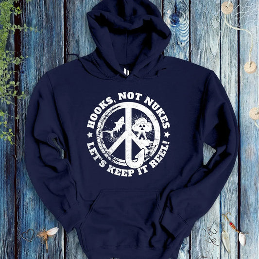 Hooks, Not Nukes – Let’s Keep It Reel! Hoodie - FISH - ROOM LLC