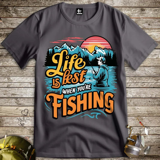 Life is Best When You are Fishing Tee Charcoal T-Shirt