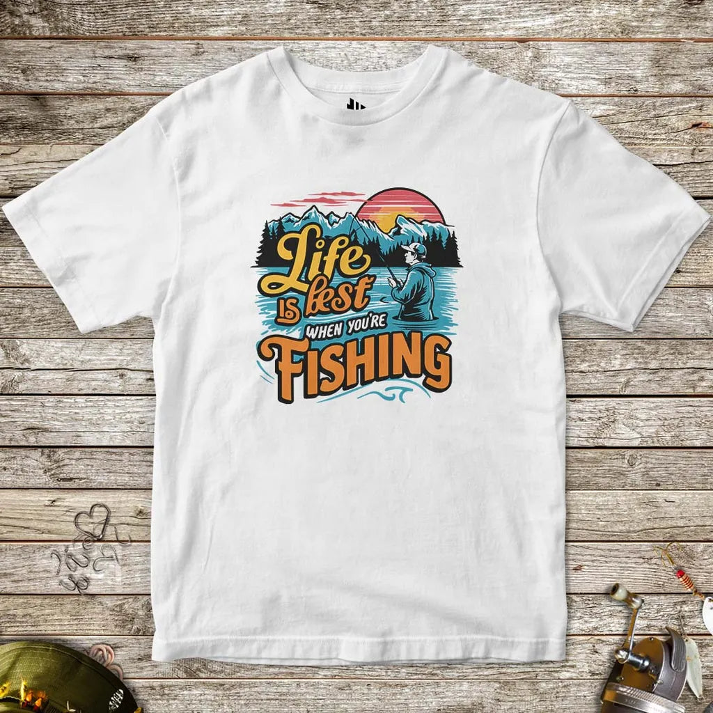 White, Life is Best When You are Fishing Tee for Kids – fish-room