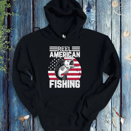 Reel American Fishing Hoodie Black Hoodie