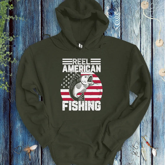 Reel American Fishing Hoodie Military Green Hoodie
