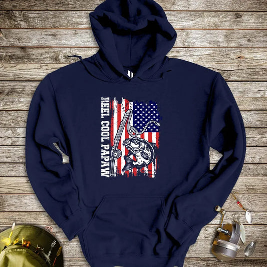 Reel Cool Papaw Hoodie Navy Hoodie