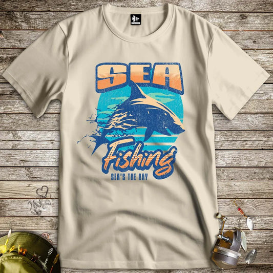 Sea Fishing, Sea's the Day Shark Tee Sand T-Shirt