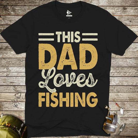 This Dad Loves Fishing Tee Black T-Shirt