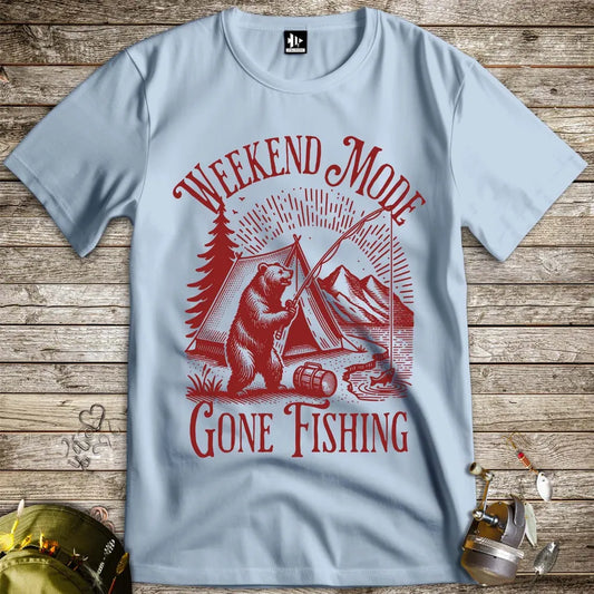 Weekend Mode: Gone Fishing Tee Light Blue T-Shirt