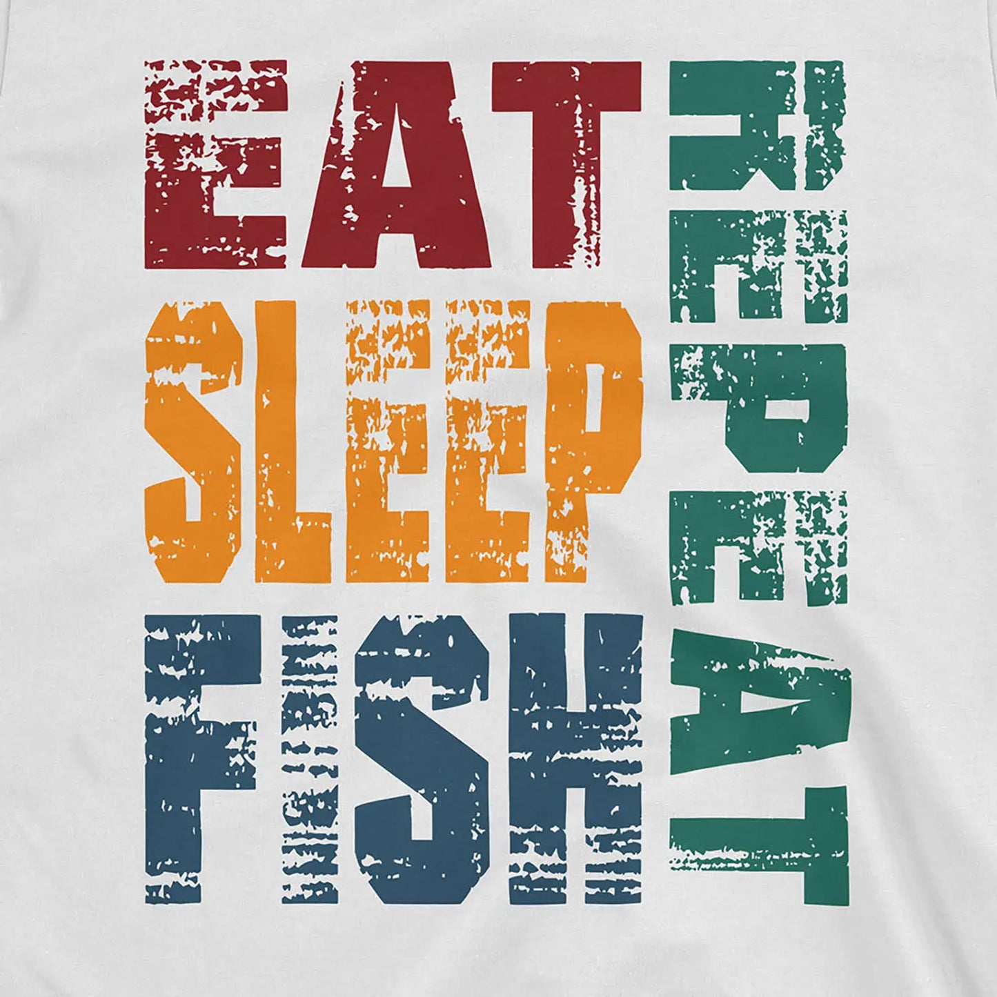 White, Eat Sleep Fish Repeat Tee – fish-room