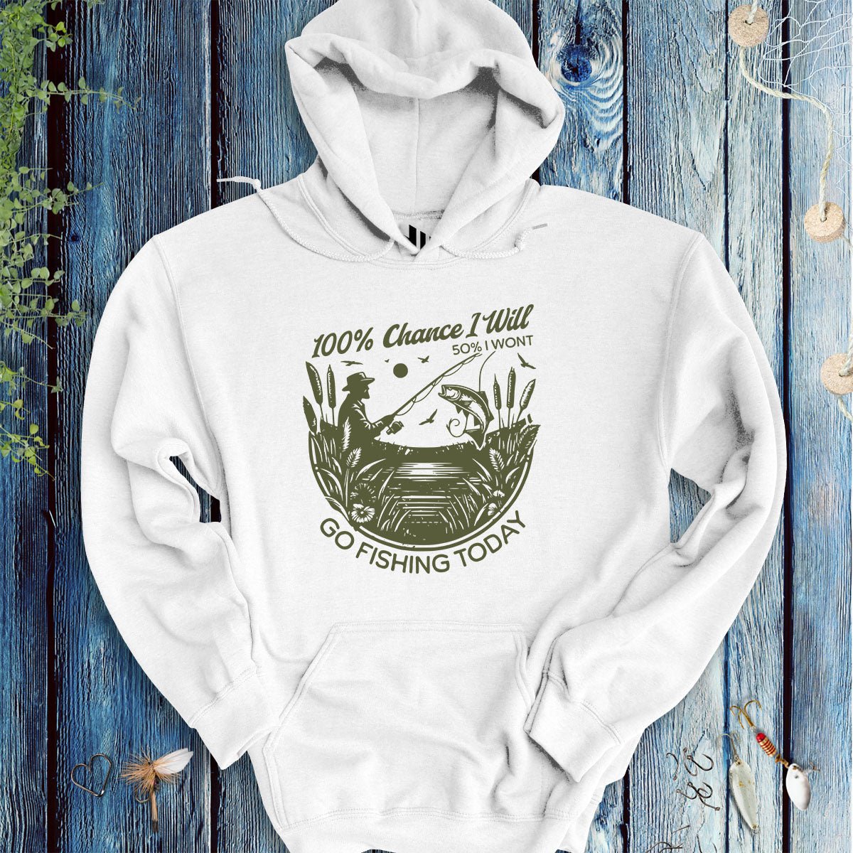 100% Fishing Day Hoodie - FISH - ROOM LLC