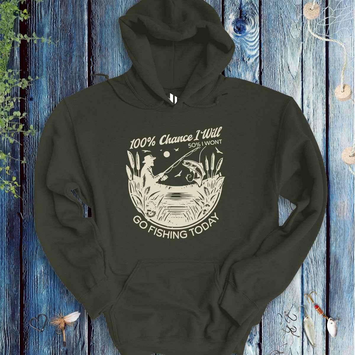 100% Fishing Day Hoodie - FISH - ROOM LLC