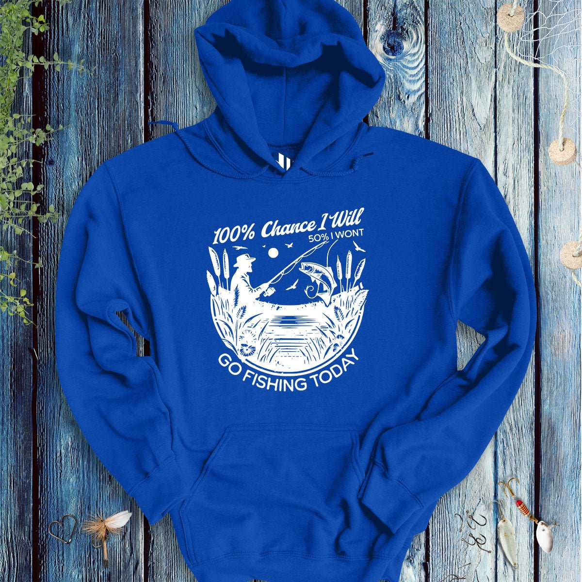 100% Fishing Day Hoodie - FISH - ROOM LLC