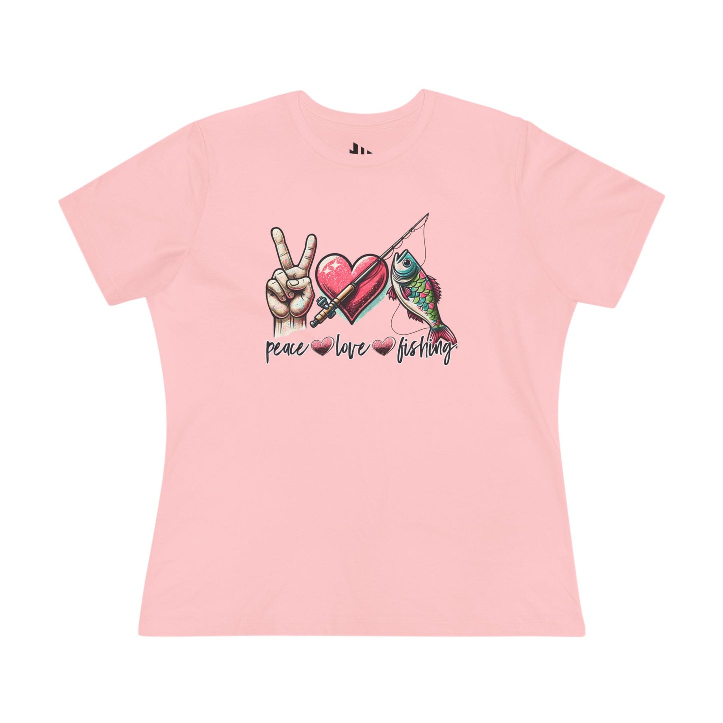 Pink, Peace Love Fishing Ladies’ Tee – fish-room