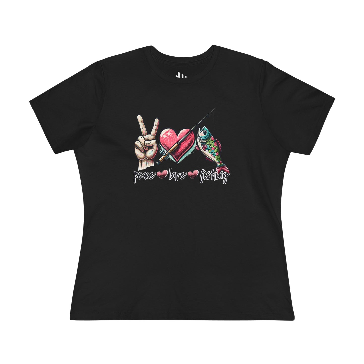 Black, Peace Love Fishing Ladies’ Tee – fish-room