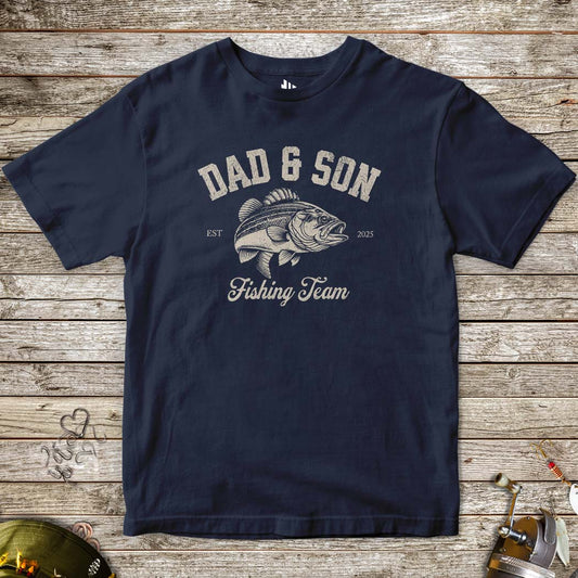 Dad & Son Fishing Team Tee for Kids-funny fishing t shirt-FISH-ROOM LLC