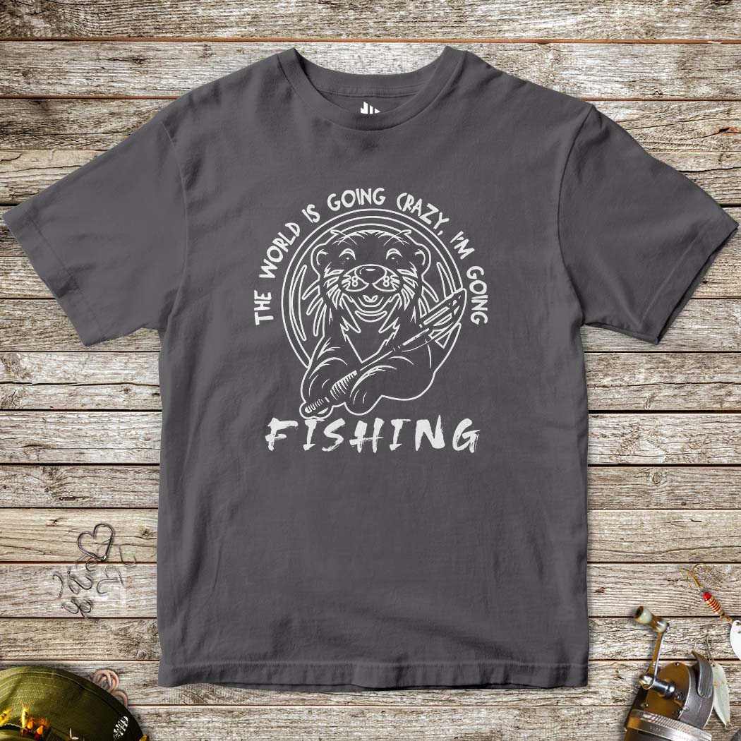 The World is Going Crazy, I'm Going Fishing Tee for Kids-funny fishing t shirt-FISH-ROOM LLC