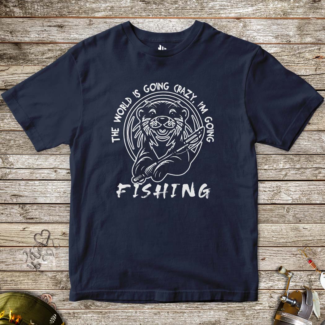 The World is Going Crazy, I'm Going Fishing Tee for Kids-funny fishing t shirt-FISH-ROOM LLC