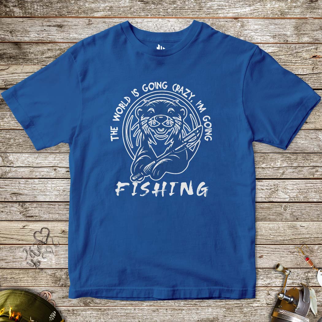 The World is Going Crazy, I'm Going Fishing Tee for Kids-funny fishing t shirt-FISH-ROOM LLC