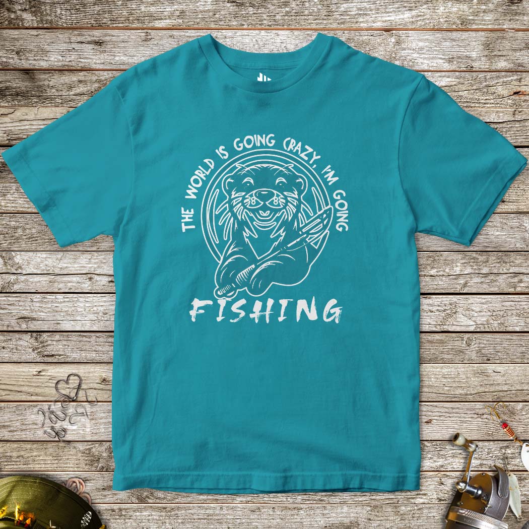 The World is Going Crazy, I'm Going Fishing Tee for Kids-funny fishing t shirt-FISH-ROOM LLC