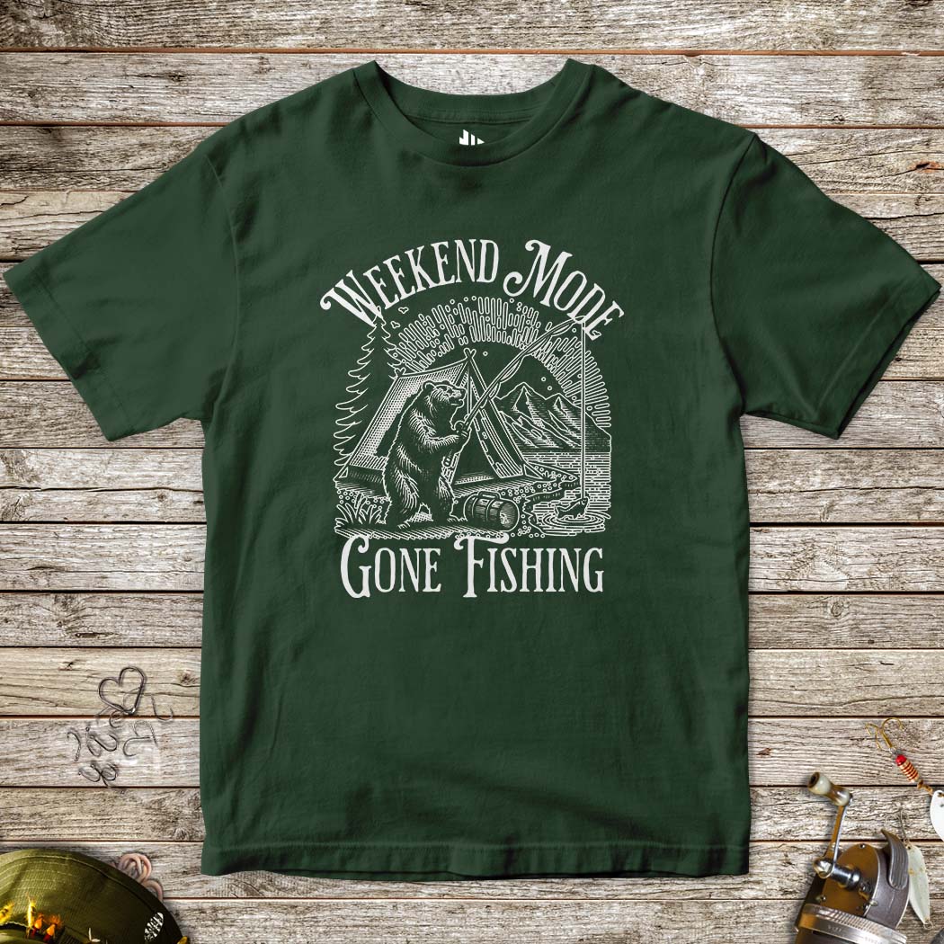 Weekend Mode: Gone Fishing Tee for Kids-funny fishing t shirt-FISH-ROOM LLC