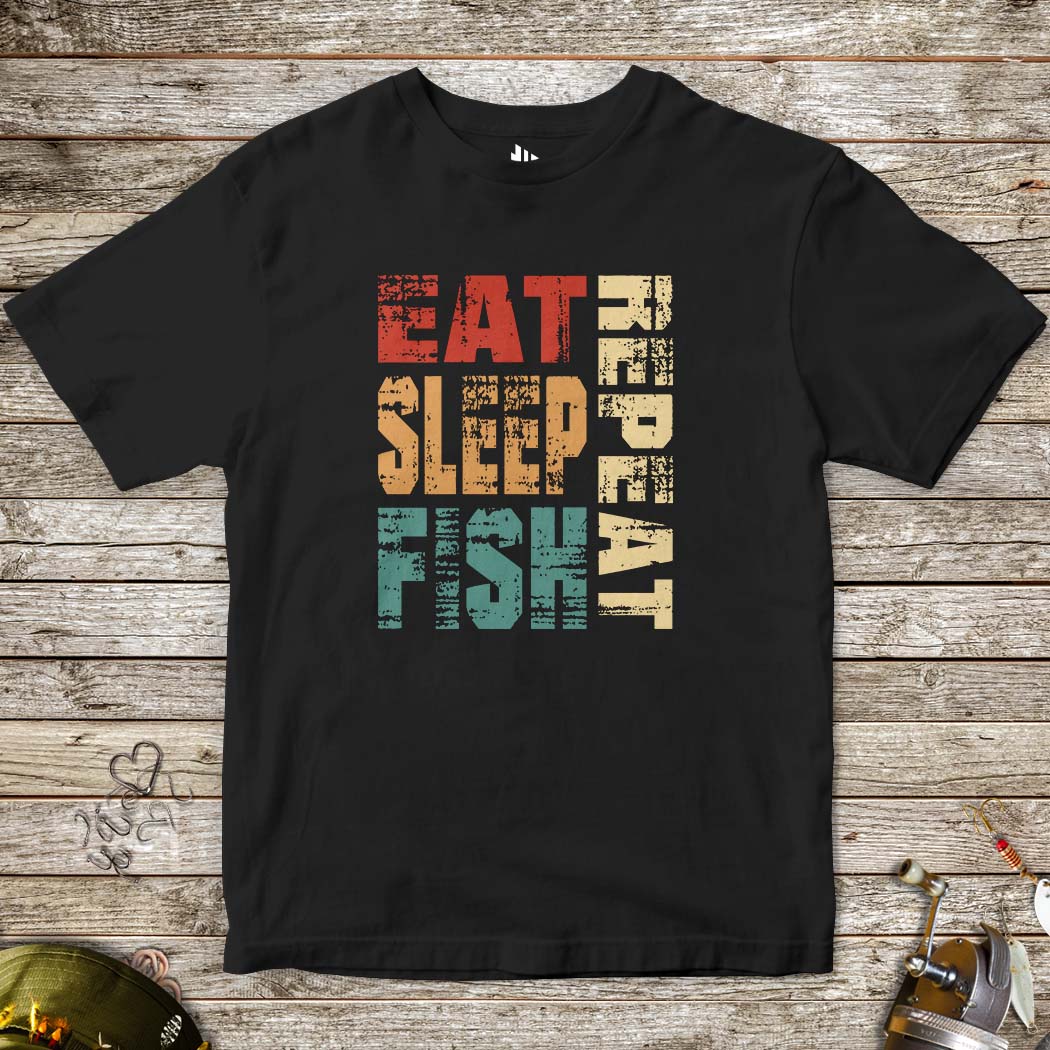 Eat Sleep Fish Repeat Tee for Kids-funny fishing t shirt-FISH-ROOM LLC