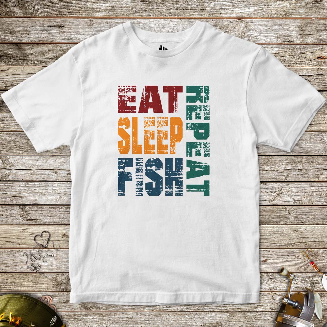 Eat Sleep Fish Repeat Tee for Kids-funny fishing t shirt-FISH-ROOM LLC