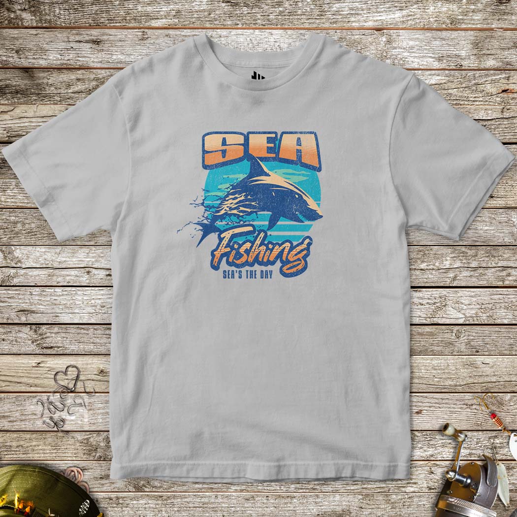 Sea Fishing, Sea's the Day Shark Tee for Kids-funny fishing t shirt-FISH-ROOM LLC