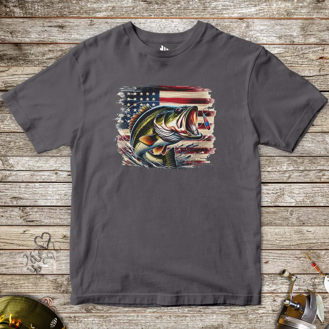 American Bass Tee for Kids-funny fishing t shirt-FISH-ROOM LLC