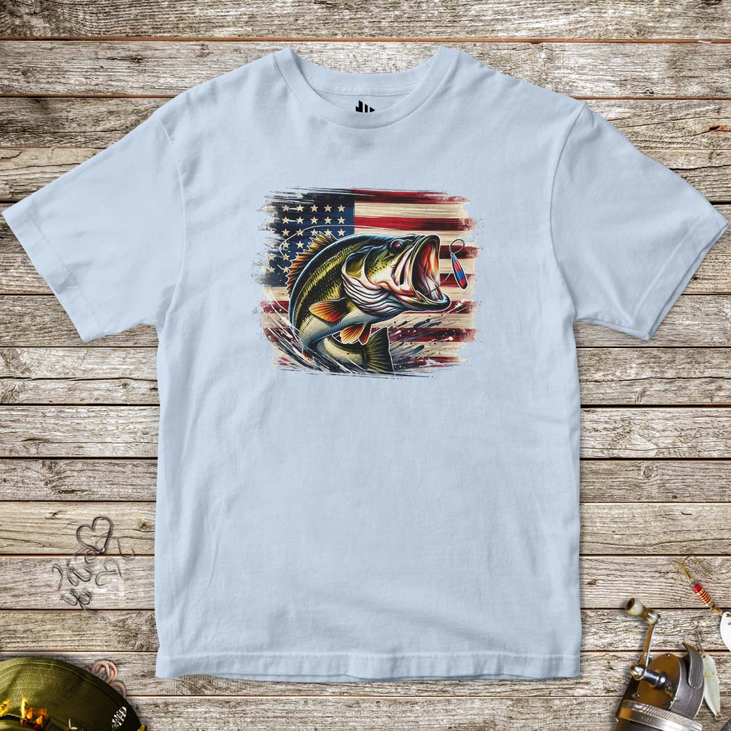 American Bass Tee for Kids-funny fishing t shirt-FISH-ROOM LLC