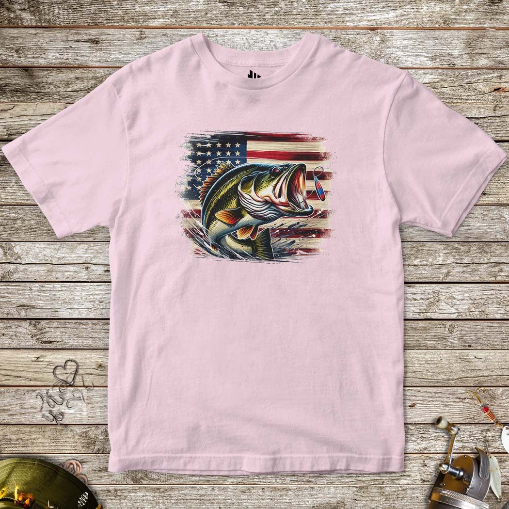 American Bass Tee for Kids-funny fishing t shirt-FISH-ROOM LLC