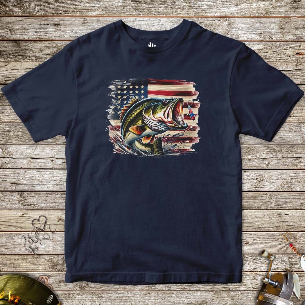 American Bass Tee for Kids-funny fishing t shirt-FISH-ROOM LLC