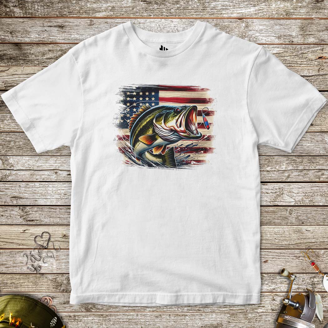 American Bass Tee for Kids-funny fishing t shirt-FISH-ROOM LLC