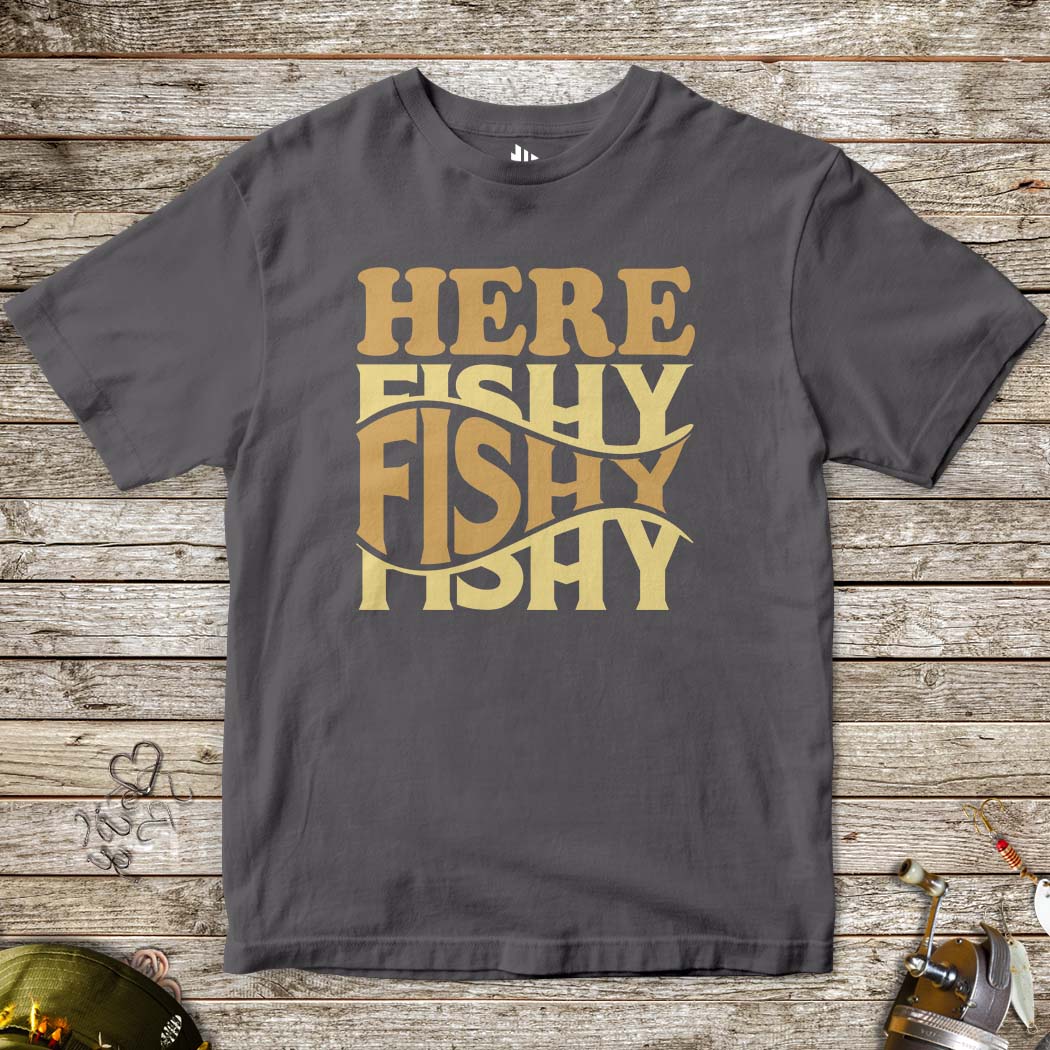 Here Fishy Fishy Tee for Kids-funny fishing t shirt-FISH-ROOM LLC