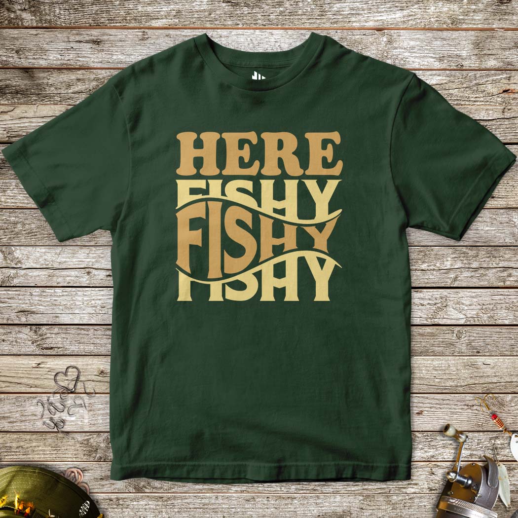 Here Fishy Fishy Tee for Kids-funny fishing t shirt-FISH-ROOM LLC