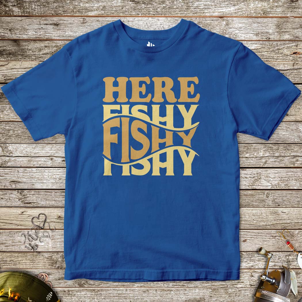 Here Fishy Fishy Tee for Kids-funny fishing t shirt-FISH-ROOM LLC