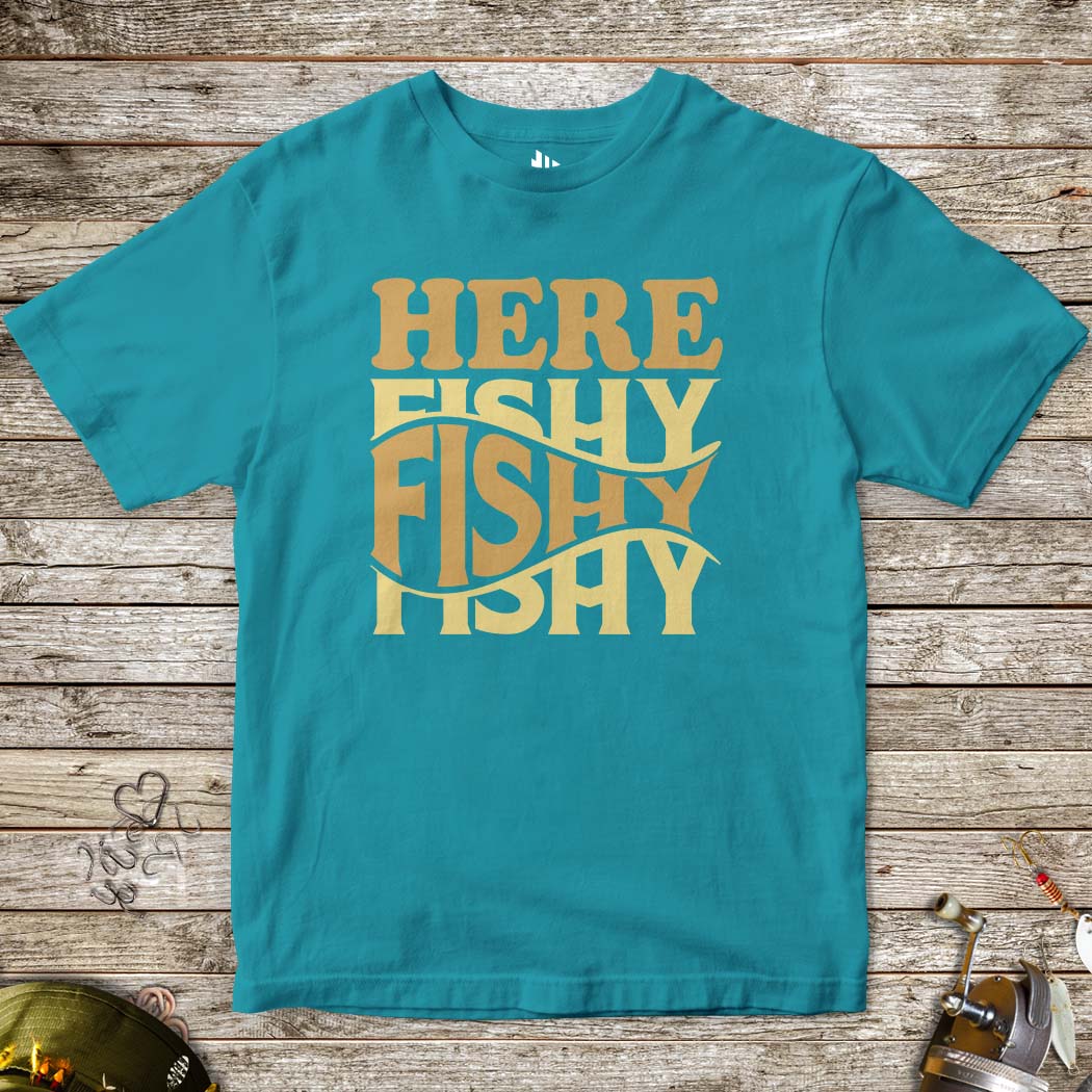 Here Fishy Fishy Tee for Kids-funny fishing t shirt-FISH-ROOM LLC