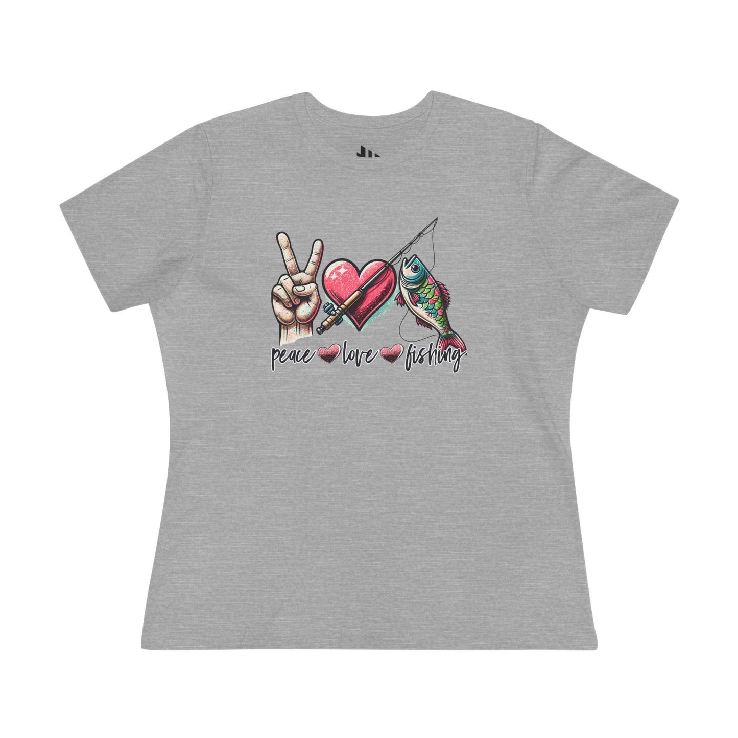 Athletic Heather, Peace Love Fishing Ladies’ Tee – fish-room