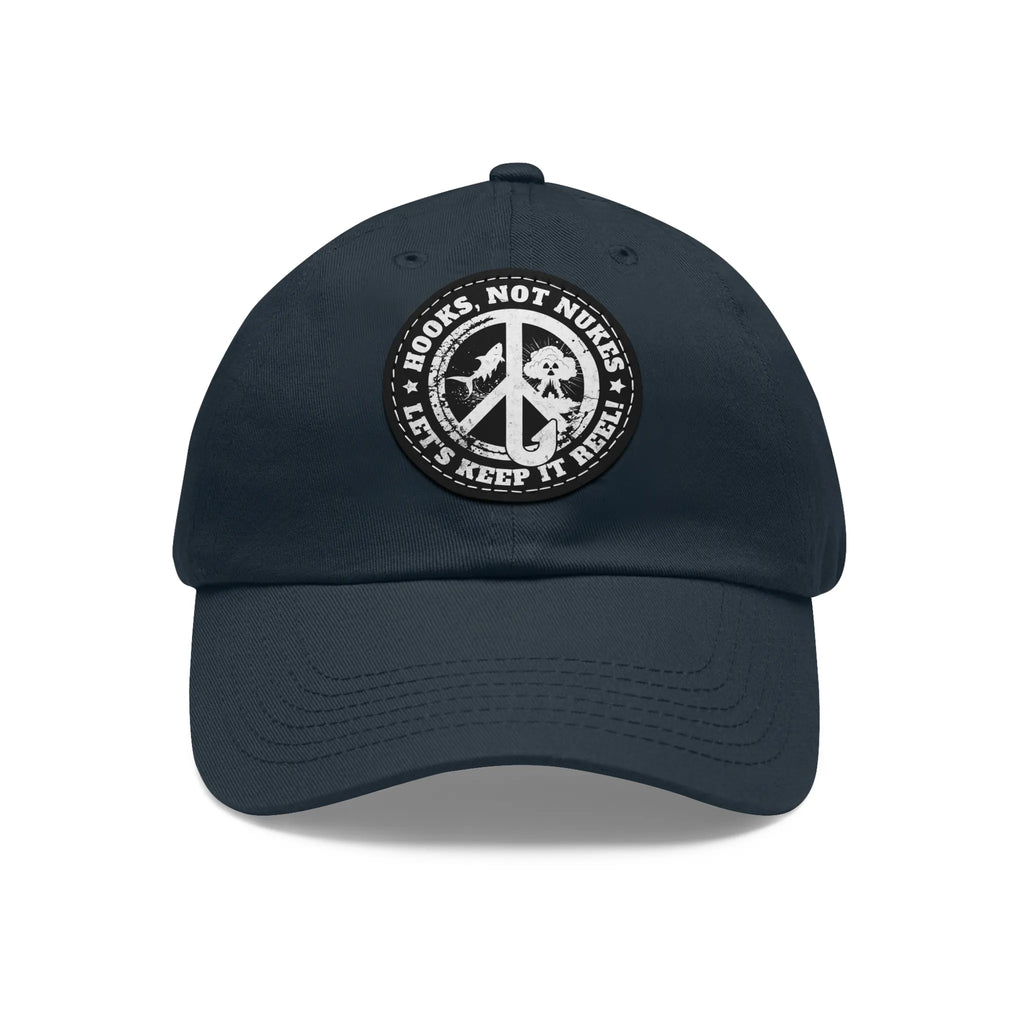 Navy / Black patch, Hooks, Not Nukes – Let’s Keep It Reel! Dad Hat – fish-room
