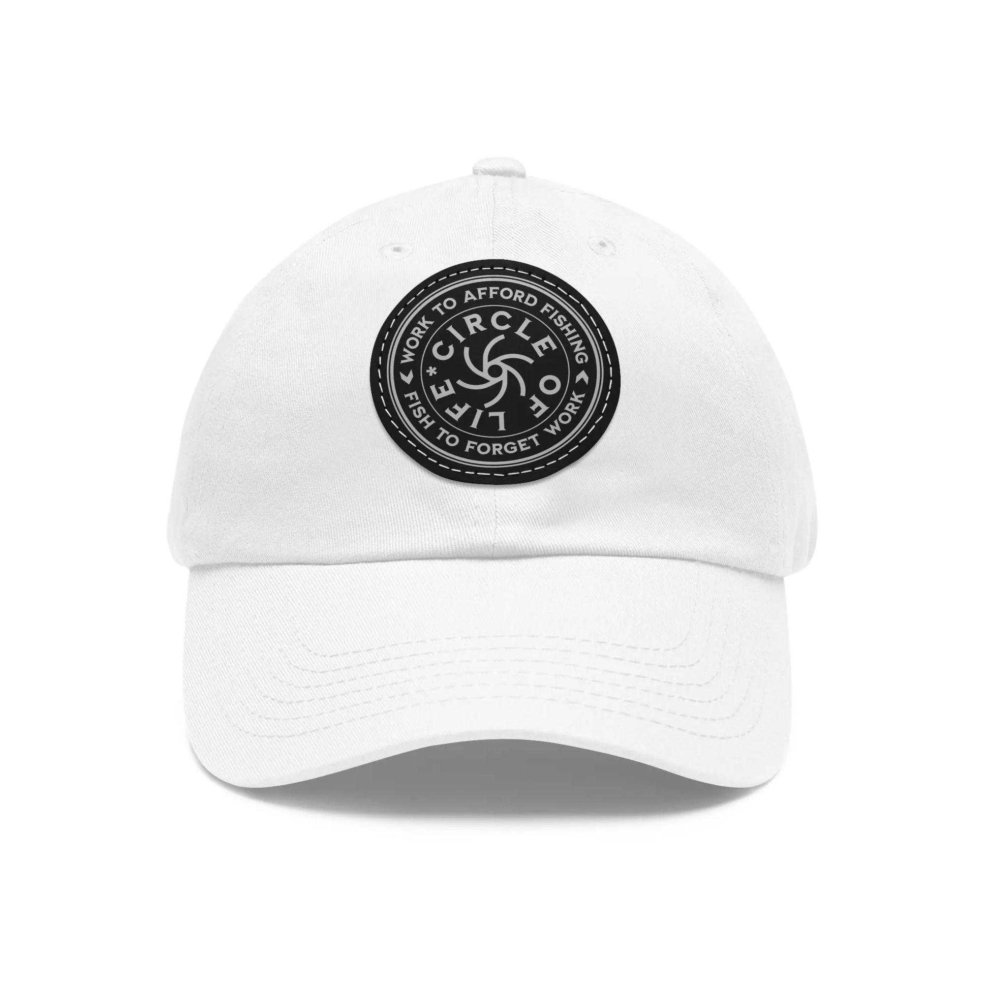 Circle Of Life Dad Hat White Black patch Circle One size Hats