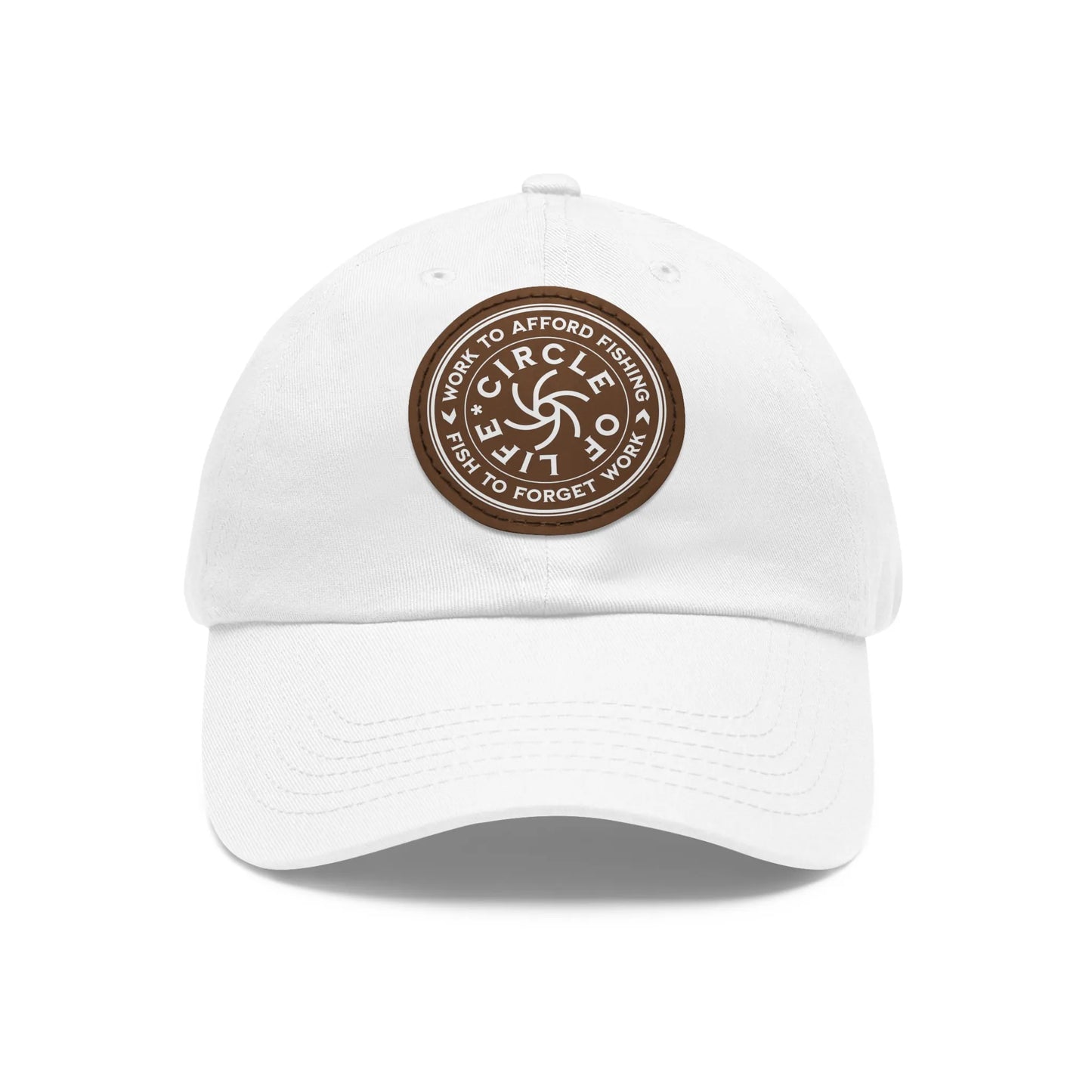Circle Of Life Dad Hat White Light Brown patch Circle One size Hats