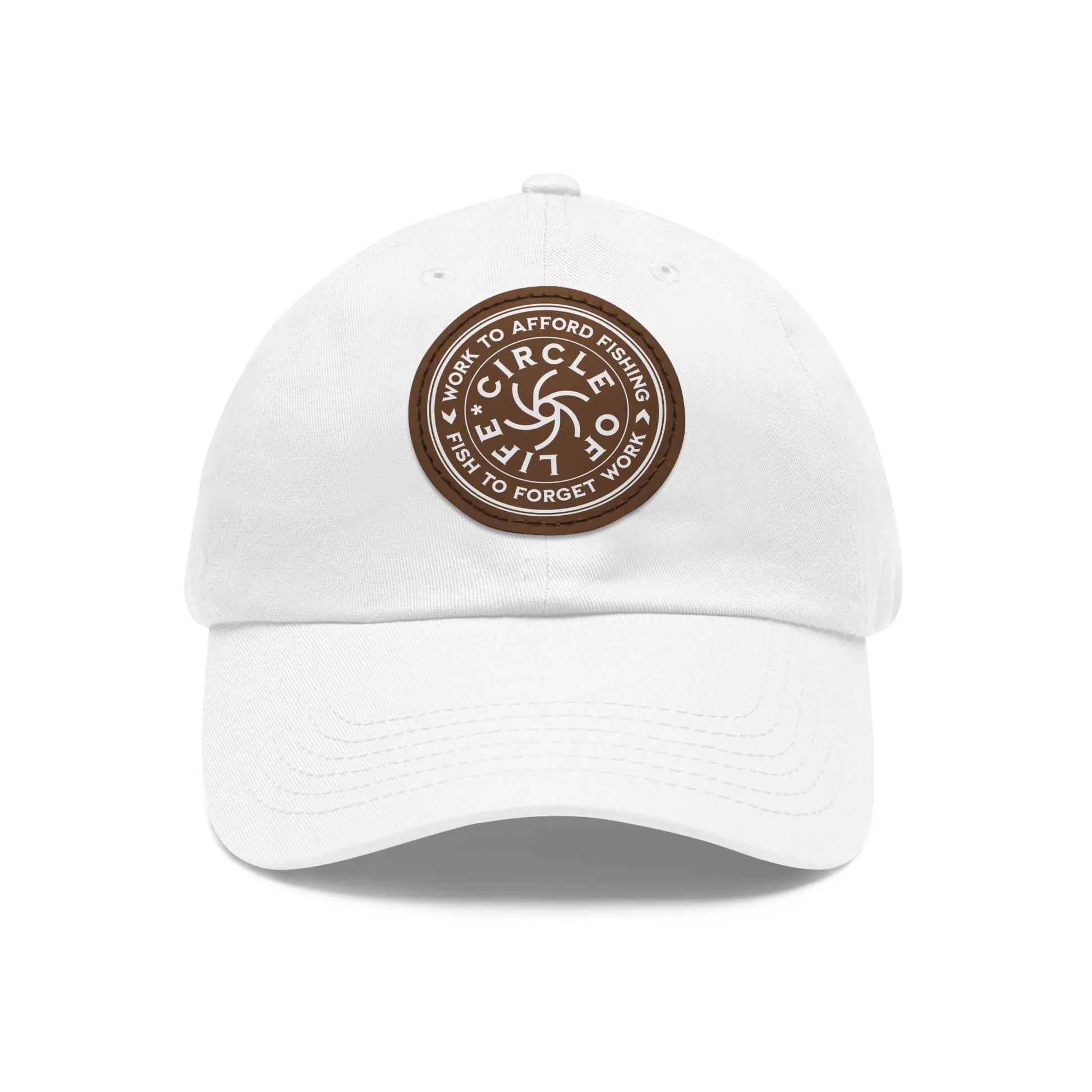 Circle Of Life Dad Hat White Light Brown patch Circle One size Hats