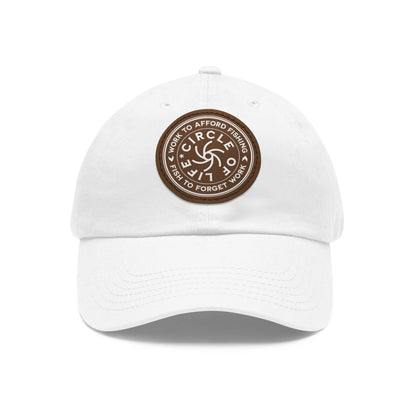 Circle Of Life Dad Hat White Light Brown patch Circle One size Hats