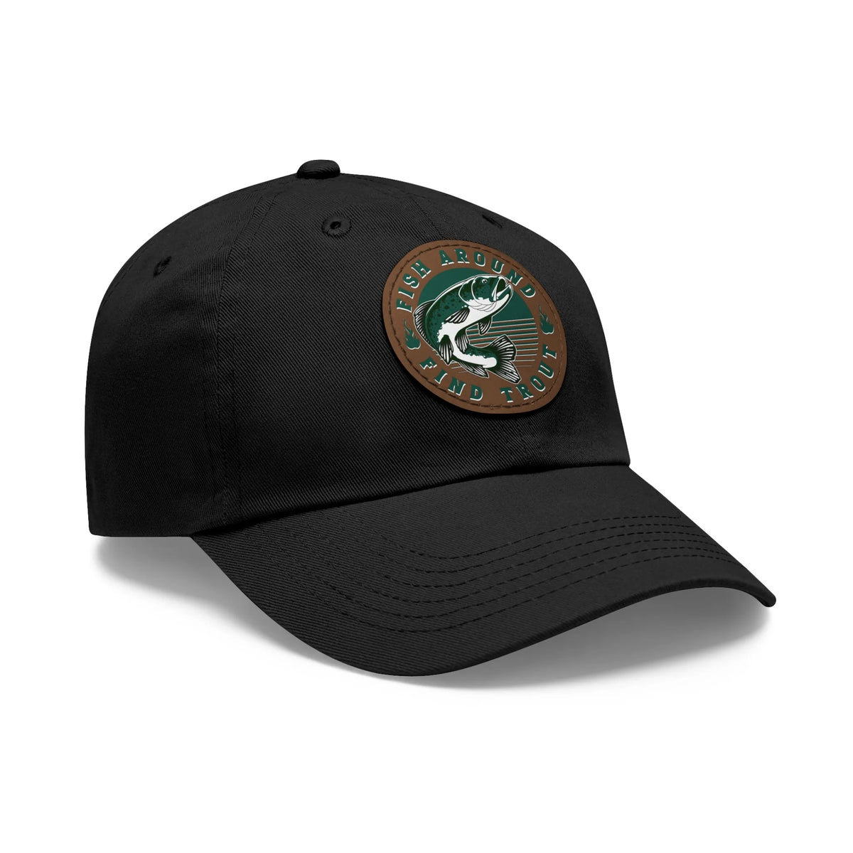 Black / Light Brown patch, Fish Around find Trout Dad Hat – fish-room