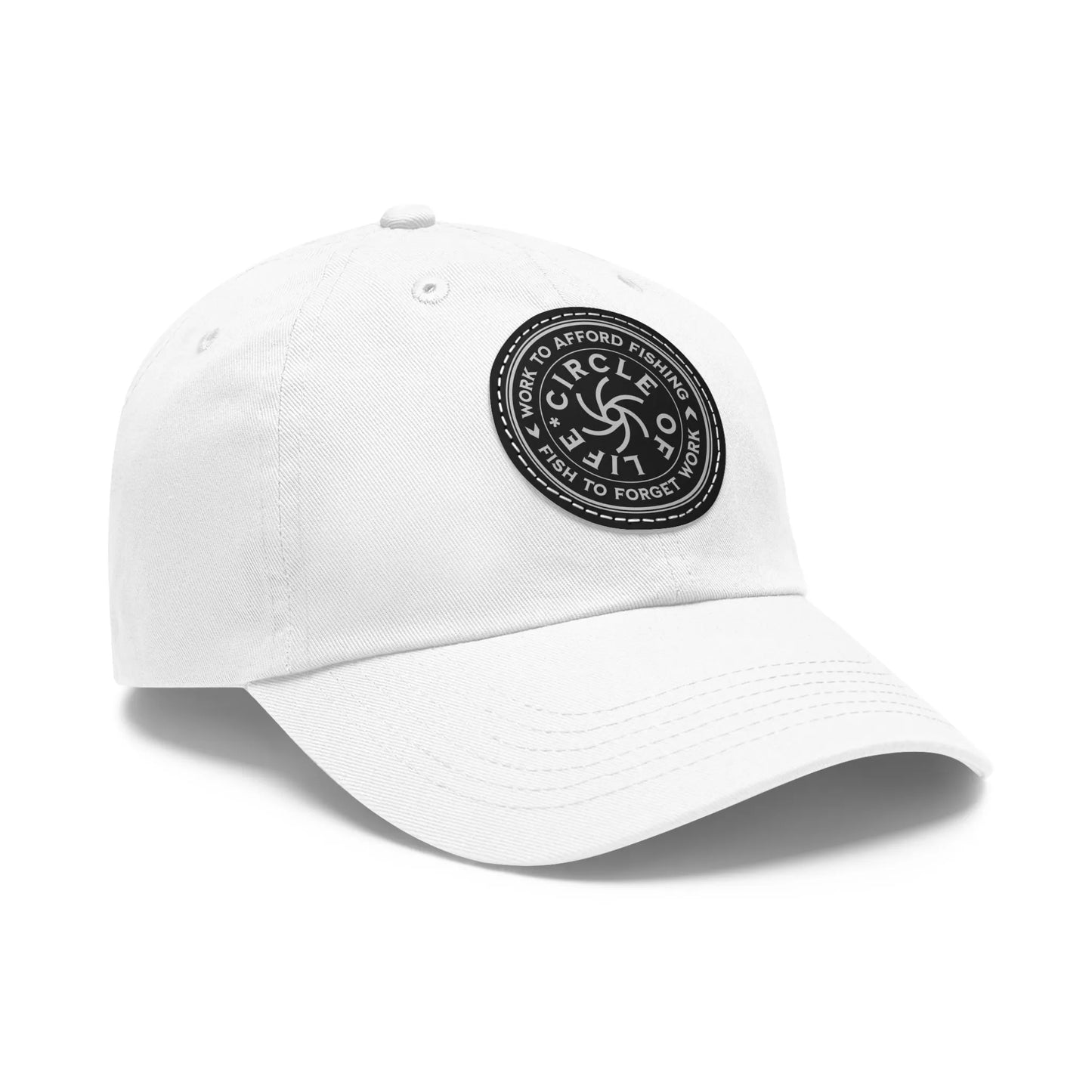 Circle Of Life Dad Hat White Black patch Circle One size Hats
